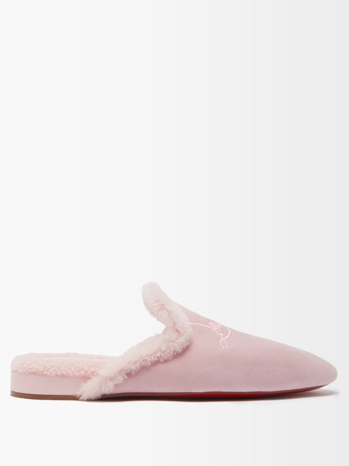 Christian Louboutin Woolito Shearling Backless Loafers