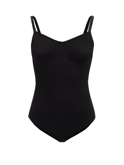 Frame - Sweetheart-neckline Jersey Bodysuit Black