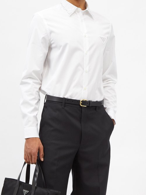 Prada - Crystal-collar Poplin Shirt - Mens - White