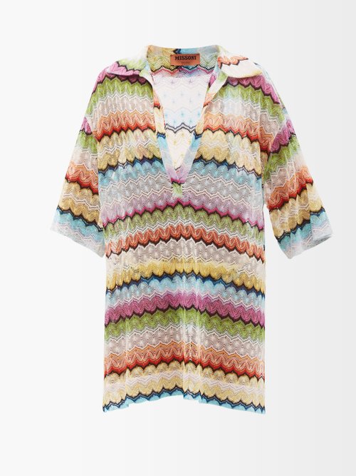Zigzag Crochet-knit Kaftan Dress
