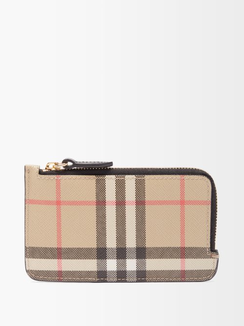 Somerset Checked Leather-trim Cardholder
