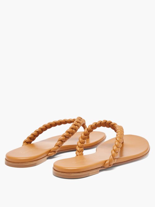 Gianvito Rossi Tropea Braided Flat Leather Sandals | Smart Closet