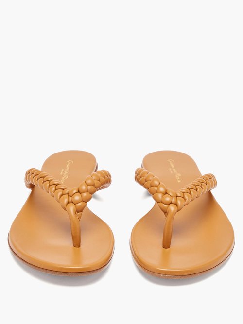 Gianvito Rossi Tropea Braided Flat Leather Sandals | Smart Closet