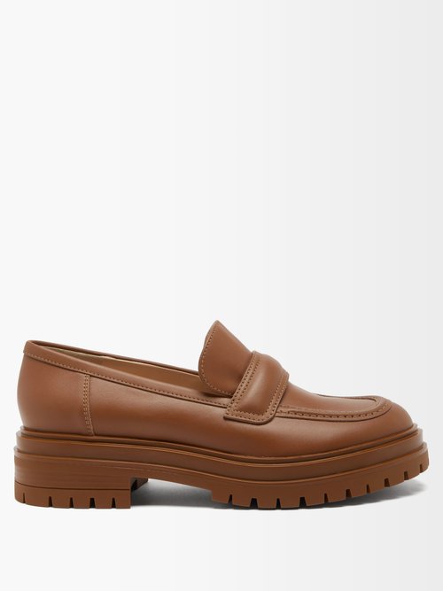 Gianvito Rossi Argo Chunky-sole Leather Loafers In Cuoio