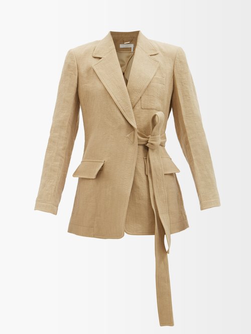 Chloé - Tied Linen-twill Suit Jacket Beige