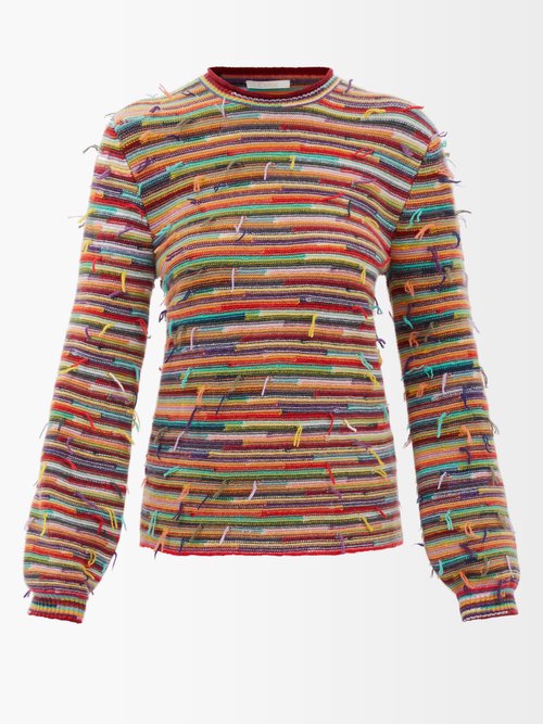 Reversed Stripe-intarsia Cashmere-blend Sweater
