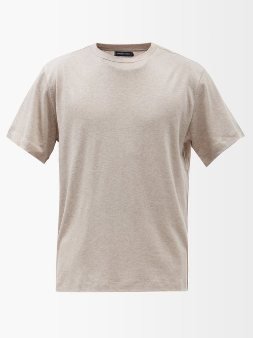 Frescobol Carioca - Dinis Lyocell-blend Jersey T-shirt - Mens - Light Brown