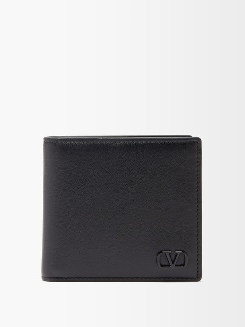Legitimationsoplysninger Net Tomat Customer Favorite Valentino Garavani - V-logo Leather Bi-fold Wallet - Mens  - Black | AccuWeather Shop