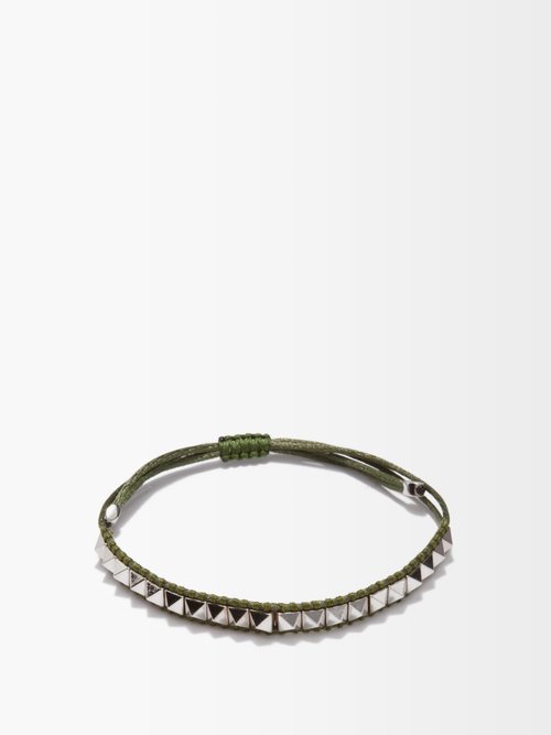 valentino garavani - rockstud cord bracelet mens green