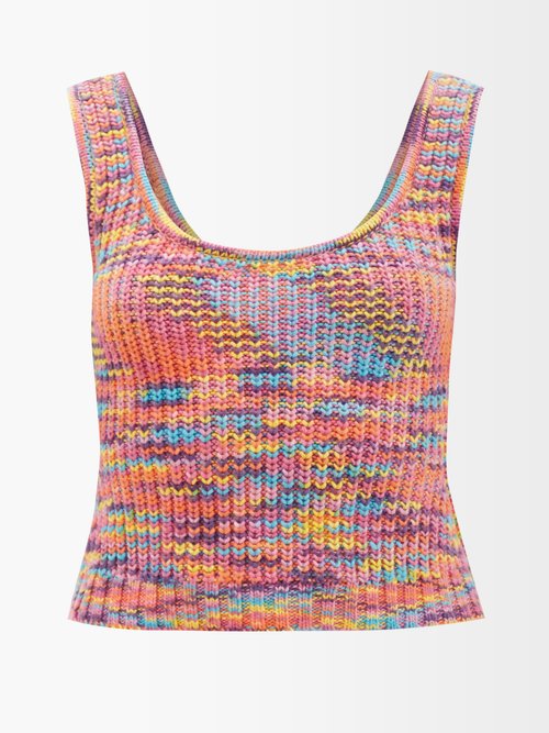 Staud - Gardenia Space Dye Ribbed-knit Top Pink Multi