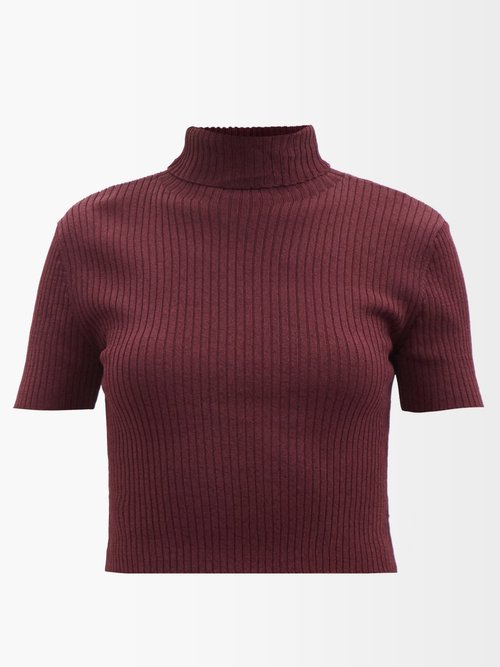 Lilou High-neck Ribbed-knit Cropped Top