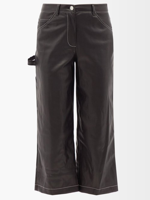 Domino Faux-leather Cropped Trousers