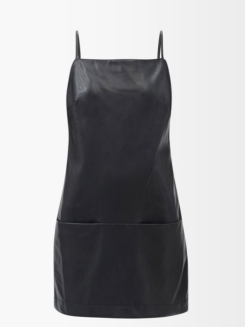 Staud - Diego Faux-leather Mini Dress Black
