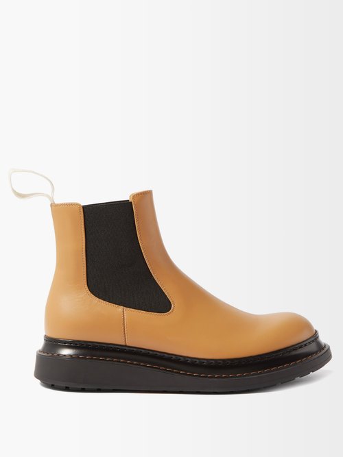Rubber-trimmed Leather Chelsea Boots