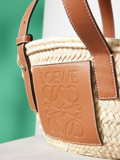 Loewe x Paula's Ibiza Anagram Small Straw Basket Tote Bag