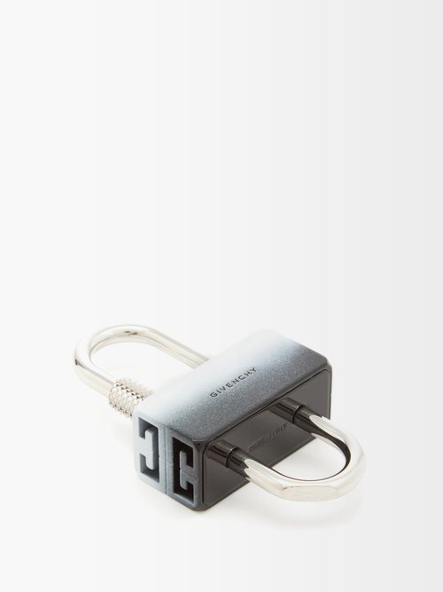Givenchy 4g Guilloché-effect Padlock Charm In Metallic