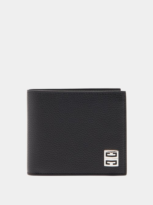 4g-plaque Grained-leather Bi-fold Wallet
