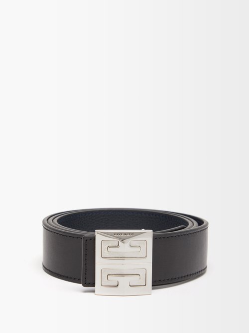 Givenchy 4g Reversible Belt In Grained Leather In 088-black/ Dark Blue