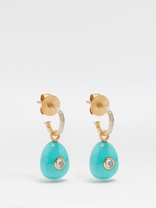 Jade Jagger Diamond, Turquoise & 18kt Gold Earrings