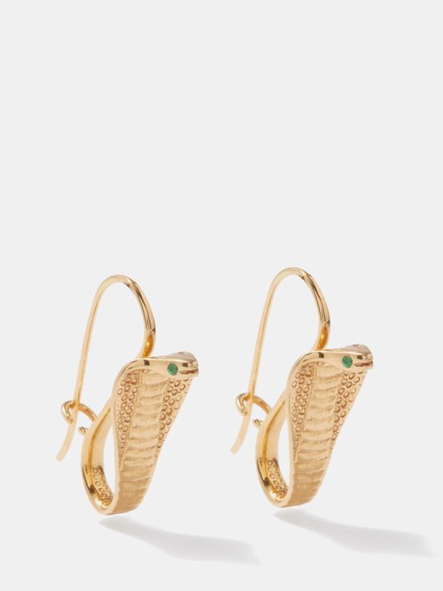 Jade Jagger Snake Emerald & 18kt Gold Earrings