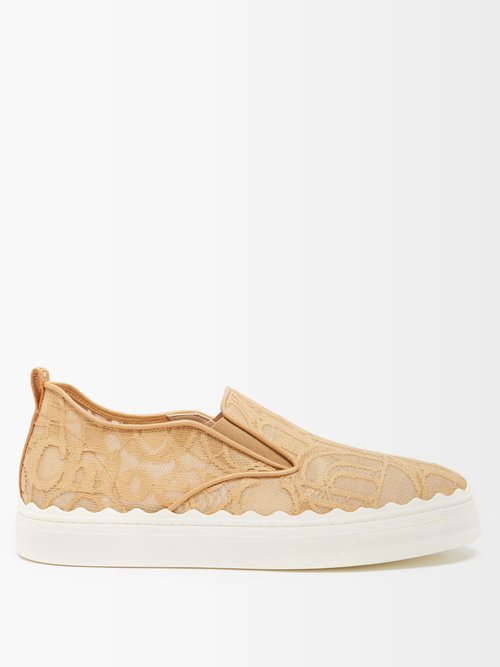 Lauren Lace-covered Leather Trainers