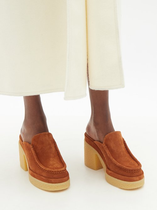 Chloé Joy Clog With Genuine Shearling Lining In Ochre Delight Modesens