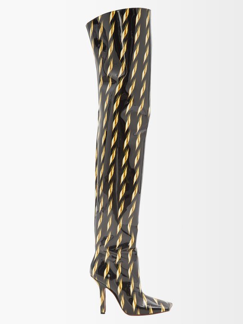 Vetements - Drill Thigh-high Leather Boots Gold Multi