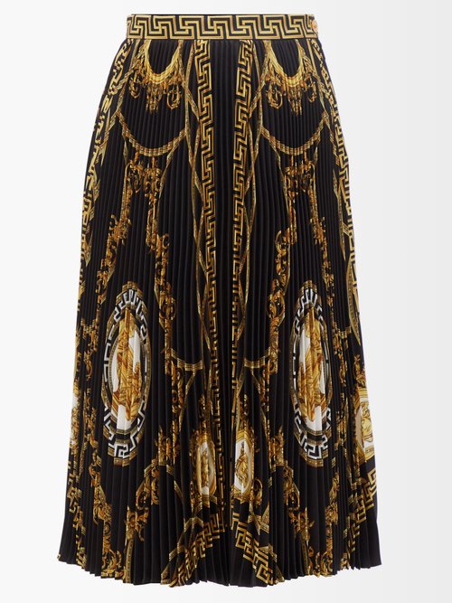 Medusa-print Silk-twill Midi Skirt