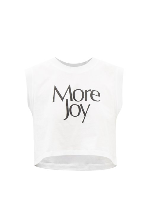 More Joy By Christopher Kane Logo-print Organic-cotton Crop Top In White