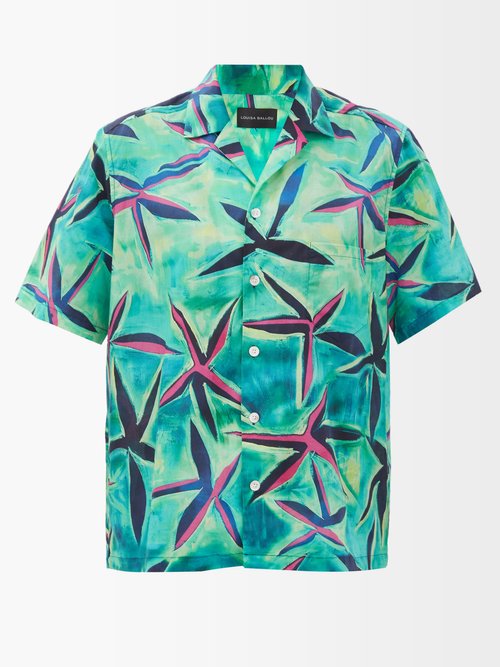 Louisa Ballou Starfish-print Short-sleeved Cotton Shirt