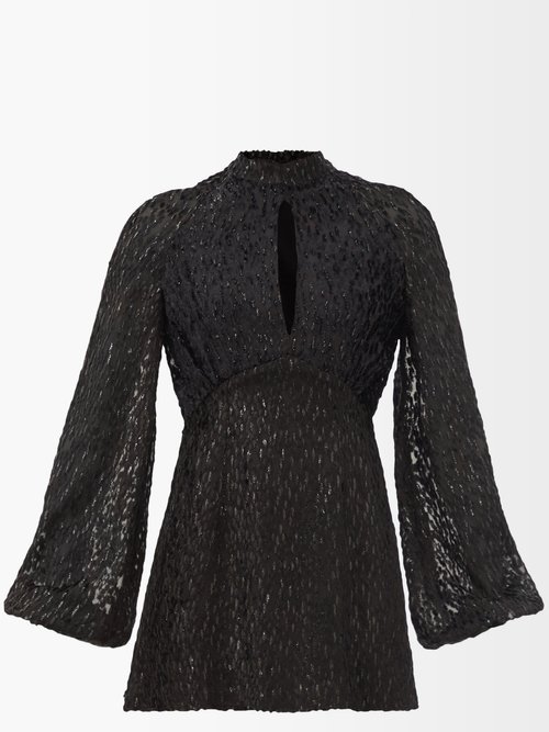 Huston Velvet-devoré Mini Dress In Black