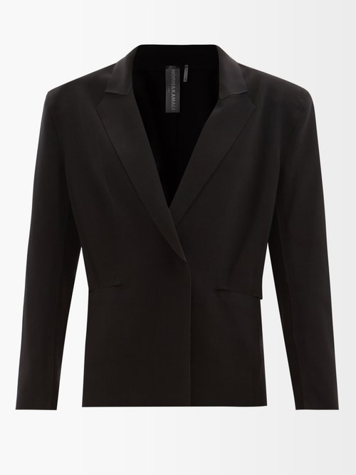 Buy Norma Kamali - Single-breasted Bonded-knit Jacket Black online - shop best Norma Kamali clothing sales