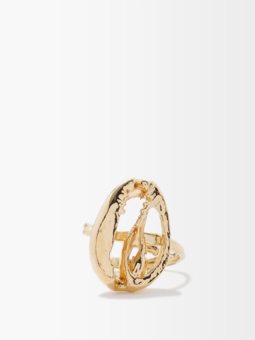 Elise Tsikis Maia Adjustable 24kt Gold-plated Ring In Yellow Gold