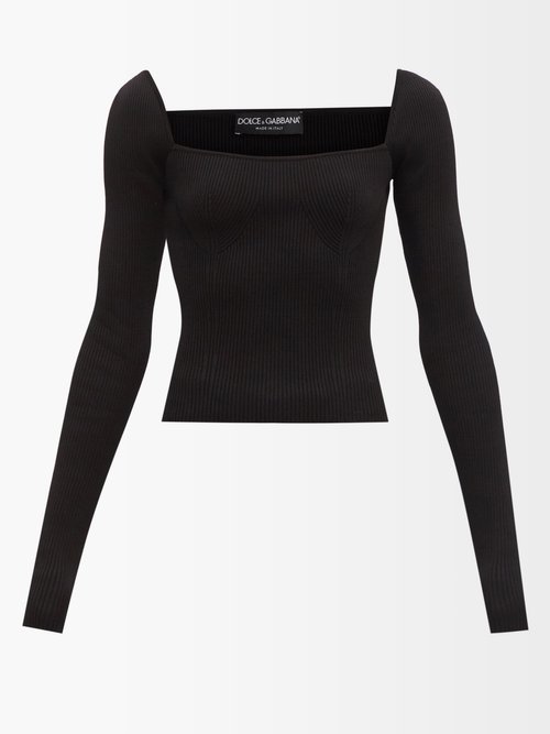 Dolce & Gabbana Square-neck Ribbed-knit Top