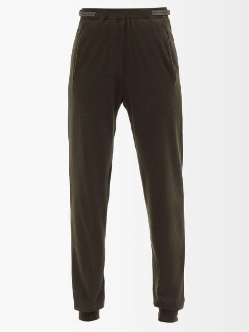Tom Ford - Leather-trim Knitted Cashmere-blend Trousers Khaki