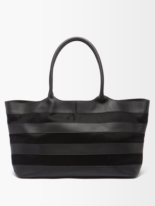 Mcewan Striped Leather And Cashmere Tote Bag In Black
