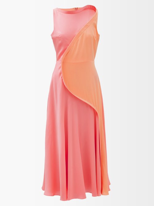 Roksanda – Batura Panelled-silk Midi Dress Orange