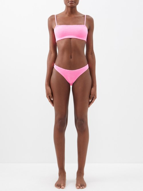 Hunza G - Gigi Crinkle-knit Bikini - Womens - Bright Pink