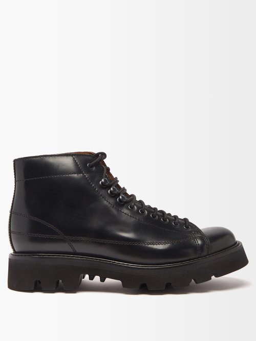 Grenson Black Andy Leather Military Boots