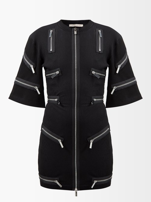 Christopher Kane – Zip-embellished Jersey Mini Dress Black
