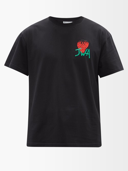 Strawberry Logo-embroidered Cotton-jersey T-shirt