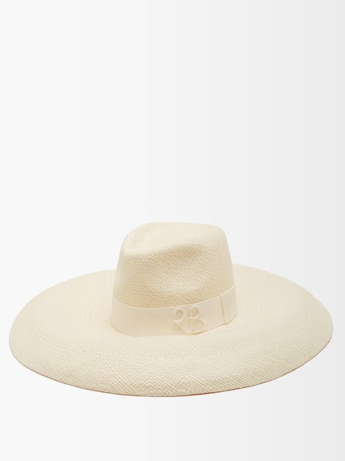 Ruslan Baginskiy Silk-trimmed Raffia Fedora Hat In Cream