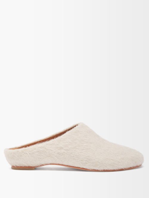 Buy Lauren Manoogian - Vault Alpaca-blend Backless Loafers White online - shop best Lauren Manoogian shoes sales