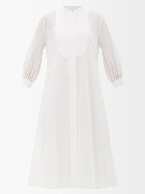 Jil Sander - Curved-plastron Cotton-organdy Shirt Dress White