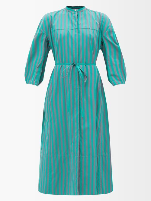Jil Sander – Garment-dyed Striped Cotton-poplin Shirt Dress Green Stripe