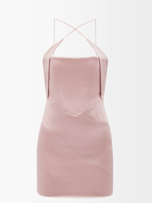 16arlington – Esteli Crossover-strap Satin Mini Dress Pink