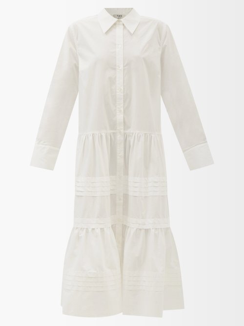 Sea Gaia Tiered Cotton-blend Poplin Shirt Dress
