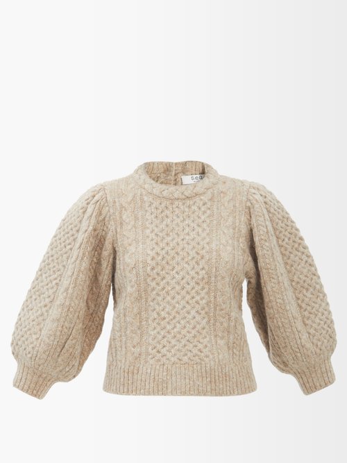 Sea Ebba Cable-knit Merino-blend Sweater