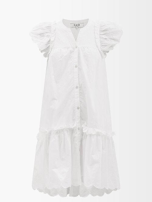 Sea Heidi Petal-sleeve Cotton Dress
