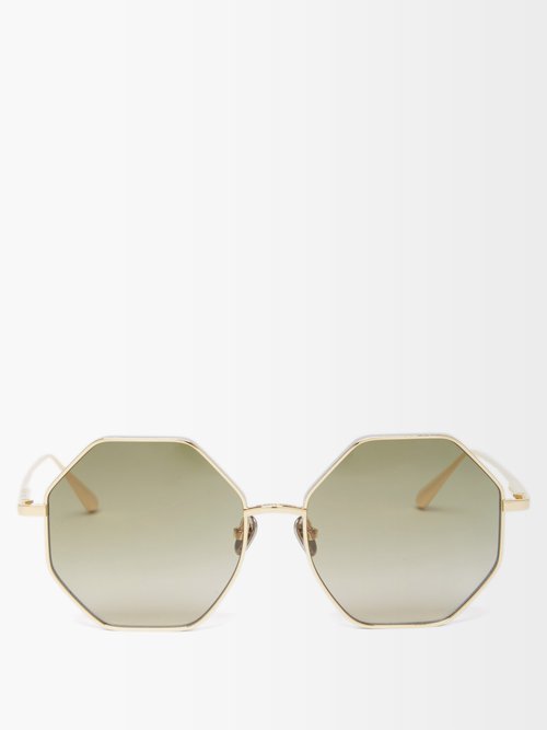 Linda Farrow Lianas Octagonal 22kt Gold-plated Sunglasses